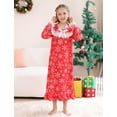 thumbnail image 5 of Aideaone Girl Christmas Snow Nightgowns Lace Print Sleepwear Lightweight Nightdress Soft Princess Pajamas Dress Red 4-12 Years, 5 of 8