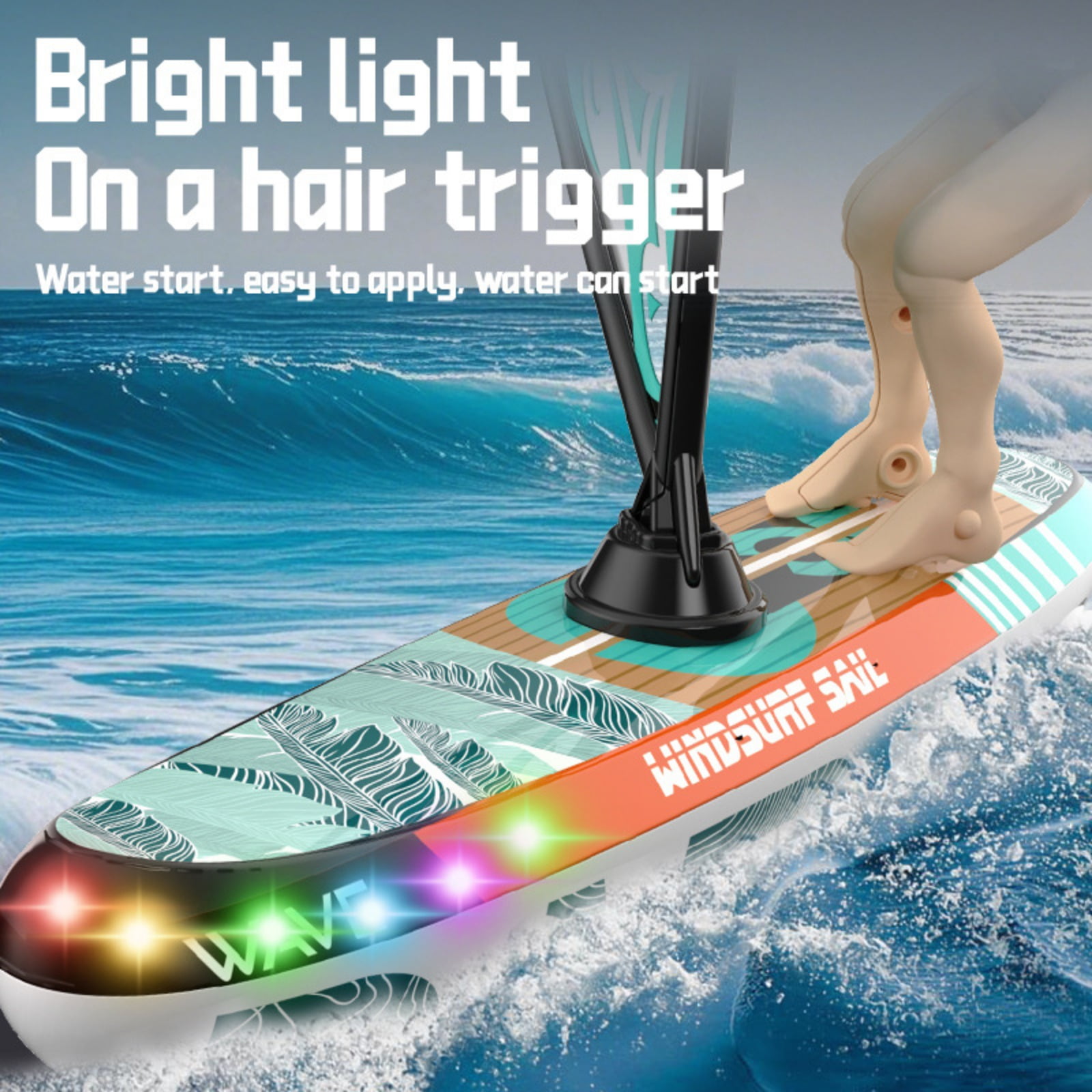 TXT-MATRIX Remote Control Windsurfing Racing Boat Toy - High-Speed RC Surfboard with Balance Control & LED Lights