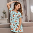 thumbnail image 3 of Gukieu Rabbit Is Eating Carrots Print Women's Nightgown, A-line Round Neck Short-sleeved Nightgown Pajamas Home Wear Suitable for Home and Outing, 3 of 6