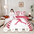 thumbnail image 3 of Erosebridal Pink Dripping Baseball Stitch & Batter Silhouette Graphic Queen Comforter Set 3pcs, Sport Graphic Bedding Comforter Set for Girls Kids,Luxury Bedroom Decor, 3 of 6