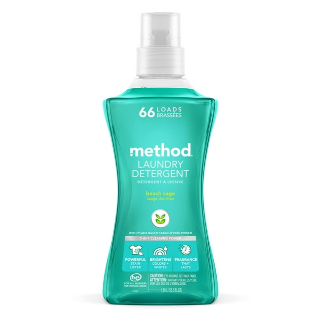 Detergente para ropa Method Liquid Beach Sage Scent, 1,58 L, 66 cargas