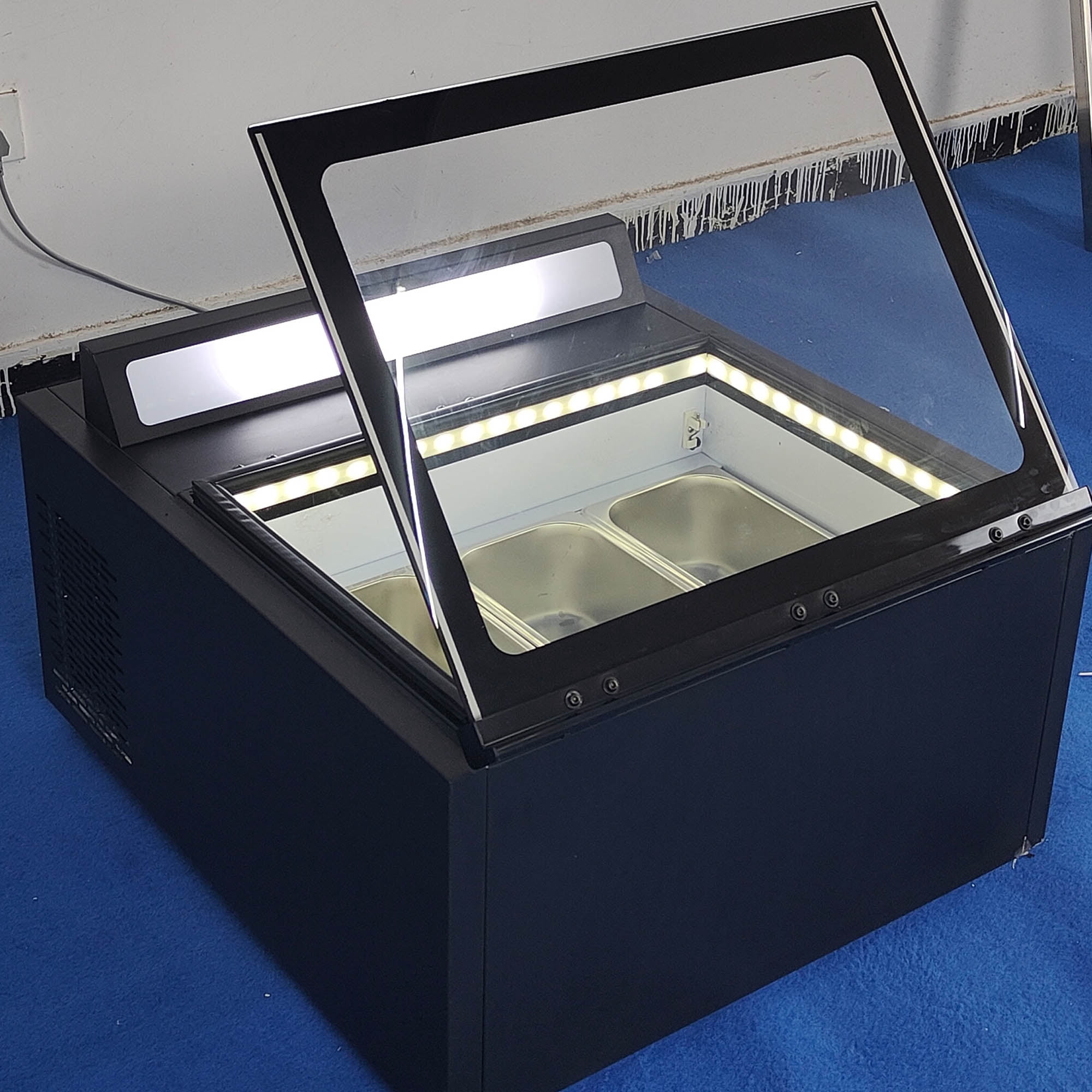 Mvckyi Gelato Display Case 1/3GN Pan, Ice Cream Freezer Showcase Cabinet, Counter Cycle Refrigeration with Led Lighting, Fast Cooling Sorbet Chest Fridge