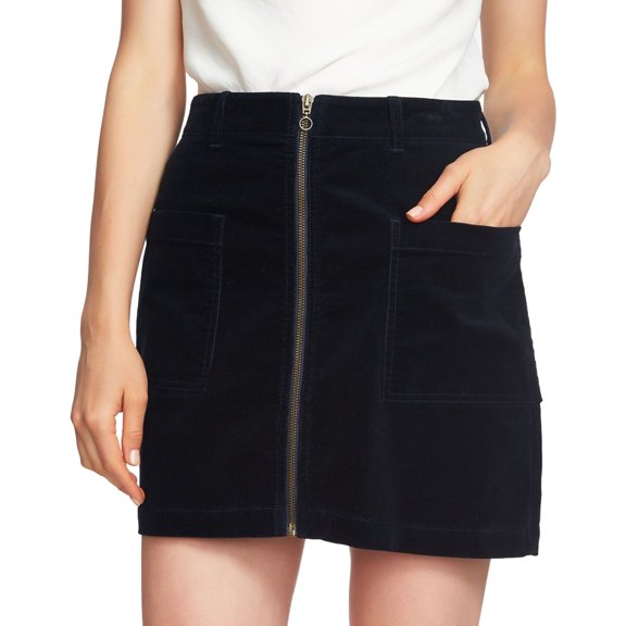 1.STATE Womens Corduroy Mini Skirt, Blue, 6