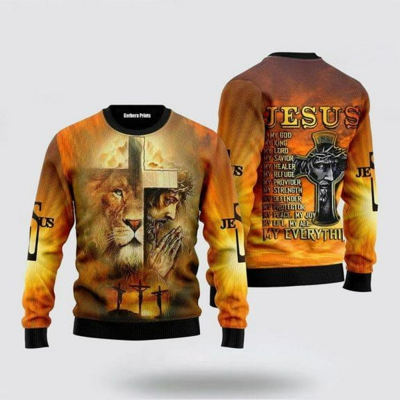 Christian Ugly Christmas Sweater, Jesus Is My God Ugly Christmas Sweater, Religious Christmas Sweaters