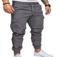 thumbnail image 2 of OUSITAID Men‘s Cargo Pants Slim Fit Sweatpants Jogger Drawstring Elastic Outdoor Trousers with Pockets Navy blue XL, 2 of 2