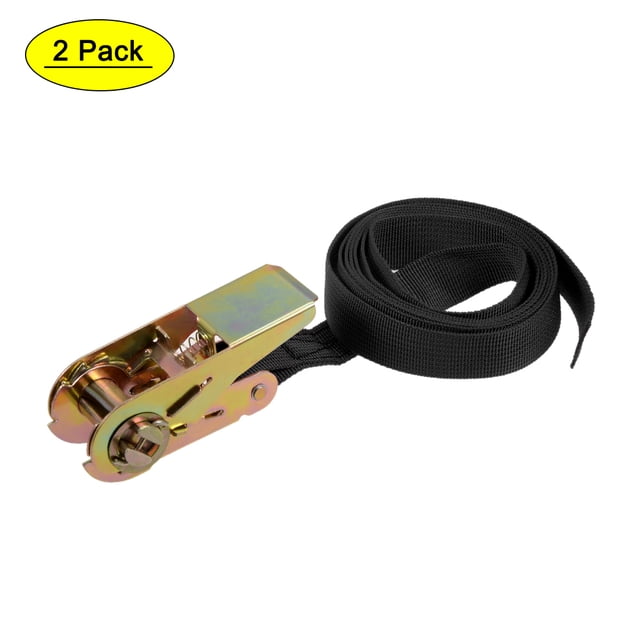 Uxcell 2Mx25mm 250Kg Correa de sujeción de trinquete, negra, 2 paquetes