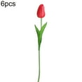 thumbnail image 2 of SPRING PARK 6Pcs Artificial False Tulip Flower White Fake Bouquet Home Wedding Party Decor, 2 of 7