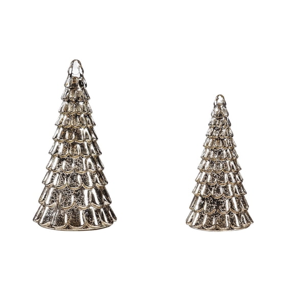 Evergreen Beautiful Christmas LED Gold Tree, Set of 2 - 8 x 8 x 16 Inches Indoor/Outdoor Decoration
