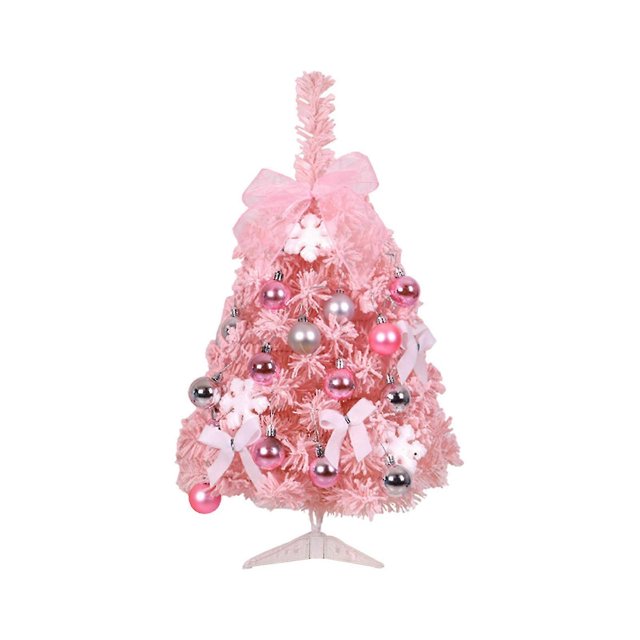 Miniature Pink Christmas Tree, Portable Holiday Centerpiece for Home, Office, School Decorations, 24 Inches Tall, Pre-lit with Durable Flame