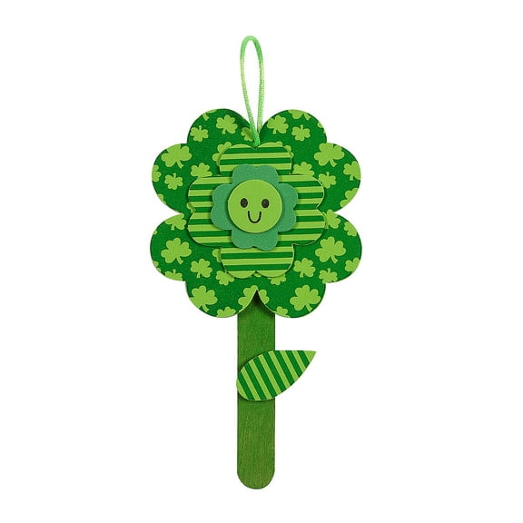 Fun Express 4" x 7" St. Patrick’s Day Stacked Green Flower Ornament Foam Craft Kit - Makes 12