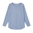 thumbnail image 3 of Women's T-shirt Classic Striped Crew Neck Long Sleeves Tee Tops (Blue L), 3 of 4