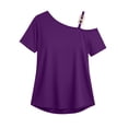 thumbnail image 3 of Uootdi Womens Blouses Solid Color V Neck Button Front Loose Fit Short Sleeve Lightweight Tops T Shirts Street Style Outfit Gift, 3 of 6