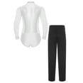 thumbnail image 2 of TiaoBug Men Ballroom Dancing Outfits Professional Latin Dance Shirt Bodysuit with Black Pants Set White S, 2 of 7