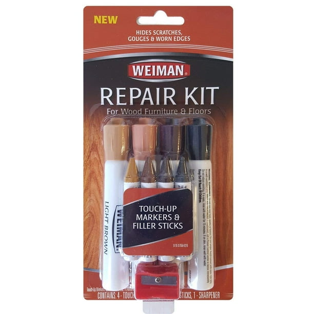 Wood Repair System Kit 4 Filler Sticks 4 Touch Up Markers Floor and