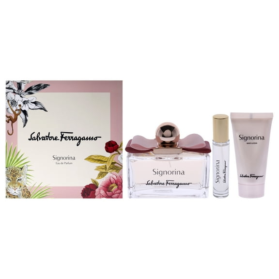 Salvatore Ferragamo Signorina , 3 Pc Gift Set 3.4oz EDP Spray, 1.7oz Body Lotion, 0.34oz EDP Spray