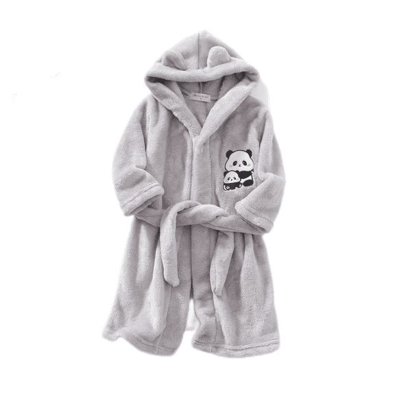 LYMAYTER Toddler Hooded Robe Cute Animal-Themed Bathrobe for Kids, Boys & Girls, Birthday Gift 1-12Y