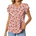 thumbnail image 3 of Fantaslook V Neck Womens Tops Dressy Ruffle Sleeve Shirts Button Up Tunic Summer Floral Blouses, 3 of 7