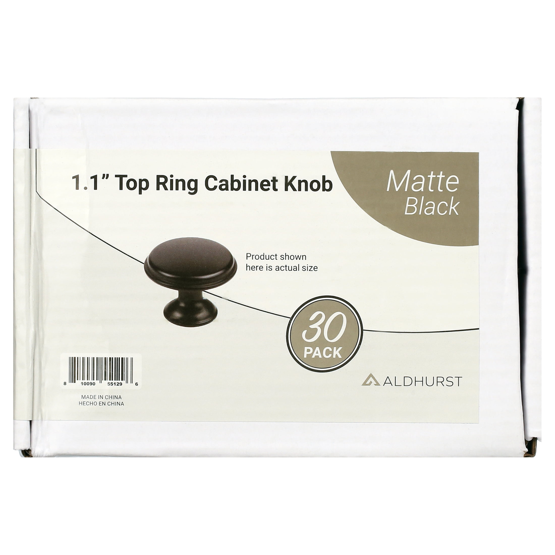Aldhurst 30 Pack 1.1 inch Round Cabinet Knob Matte Black Zinc (0.04 lb)