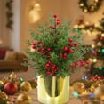 thumbnail image 6 of Christmas Artificial Topiary Pine Trees 20In with Red Berries,UV Resistant Faux Cedar Shrubs Bushes with Ground Spike for Outdoor Garden Patio Indoor Porch Holiday Decor, Real Touch Christmas Filler, 6 of 8