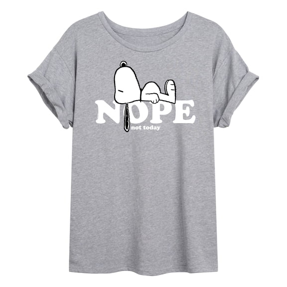 Peanuts - Snoopy Nope Not Today - Juniors Oversized Graphic T-Shirt