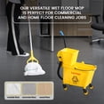 thumbnail image 4 of 35-Qt Commercial Mop Bucket with Side Press Wringer Floor Cleaning Rectangular Mop Bucket on Wheels, Yellow, Including Mop and Mop Head Replacement, 4 of 7