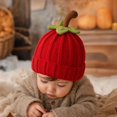 thumbnail image 4 of Baby Halloween Pumpkin Beanie Warm Knit Hat Cuffed Soft Skull Cap for Fall Winter Festive Parties and Cold Weather Wear for Infants Toddlers and Kids Red One Size, 4 of 7
