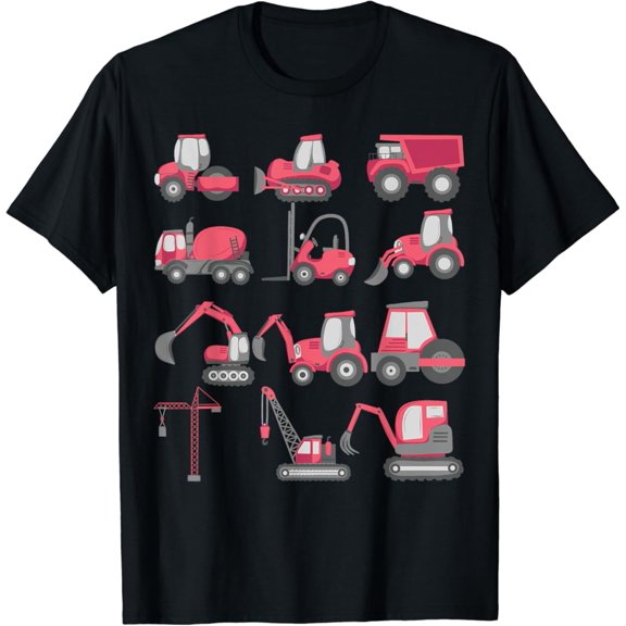 Construction Excavator Pink Birthday Crew Tee Gifts For Men Women T-Shirt