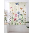 thumbnail image 2 of Sheer Curtains 72 Inches Long, Spring Floral Semi Sheer Curtains Light Filtering Window Treatment, Pink Blue Flowers Butterfly Farmhouse Privacy Voile Drapes for Living Room Bedroom 52x72 Inch, 2 of 7