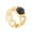 Gold Black, variant on Flower Gemstone Rings for Women Stainless Steel Gold Plated Stone Hollow Out Dainty Floral Petal Elegant Vintage Boho Personalized Gift Jewelry Silver Red 9