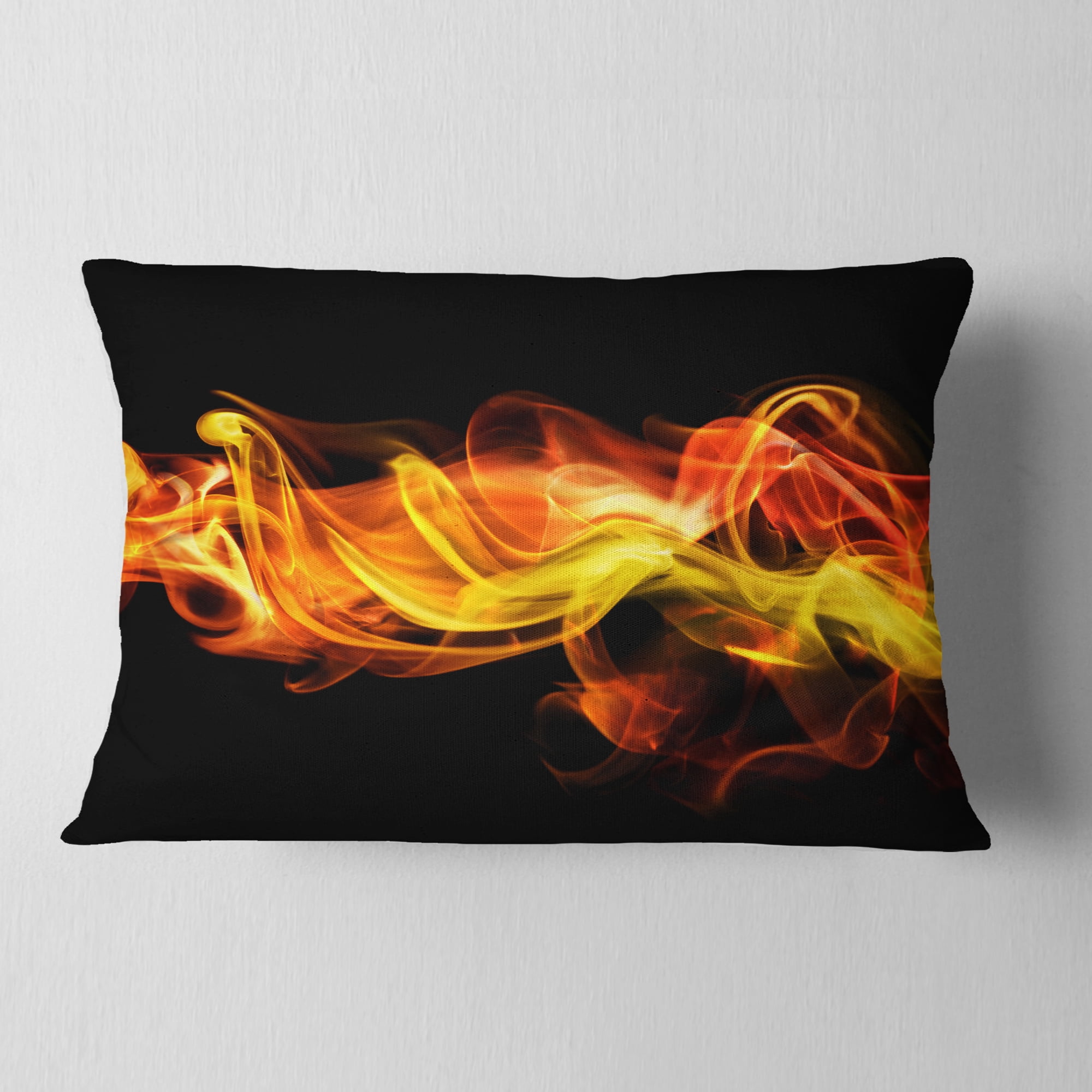 Designart Vibrant Yellow Red Waves - Abstract Throw Pillow - 12x20