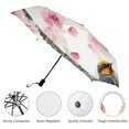 Facannap Birds Tree Branch Pink Flowers 3Fold Travel Umbrella