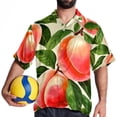 thumbnail image 4 of Peach Men's Short Sleeve Poplin Shirt, Casual Button Down Shirts, Printed Summer Beach Shirt, Unisex Casual Button Down Top, 4 of 6