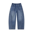 thumbnail image 2 of Spazoro Boys Denim Pants with Pockets, Loose Fit Zip Fly Durable Wide Leg Panel Detail Baggy Jeans Street Bottoms Blue Size 5-6, 2 of 7