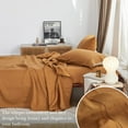 thumbnail image 3 of Simple&Opulence 100% French Linen Sheet Set Breathable and Durable for Hot Sleepers Bed Sheets 4 Pcs Set-1 Flat Sheet,1 Fitted Sheet,2 Pillowcases-with Hemstitch Lace and Embroidery (Rust, Full), 3 of 8