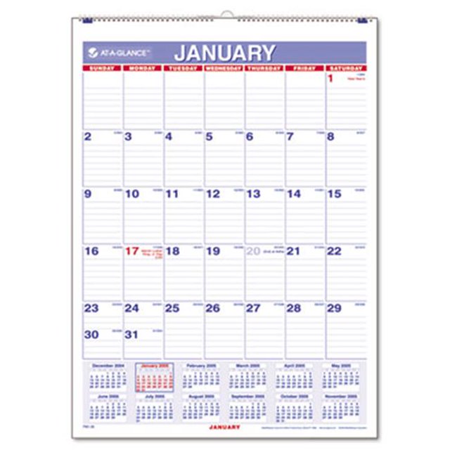 At-A-Glance PM128 Ruled Daily Blocks Monthly Wall Calendar January-December 8 x 11