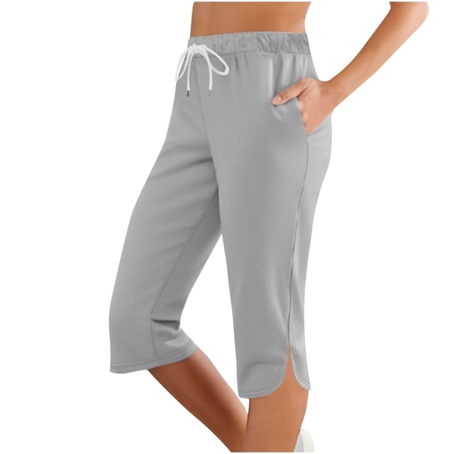 Ploknplq Linen Pants Women,Beach Vacation Clothes for Women,Lounge Pants Women,Beach Shorts For Knee Length Shorts Workout Shorts,Joggers for Women,Cargo Joggers for Women Gray S