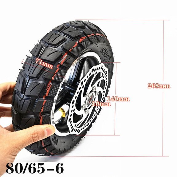 10 Inch (80/65-6) E-Scooter Tires Road/Off-Road Brake Wheel Rim With Disc Brake