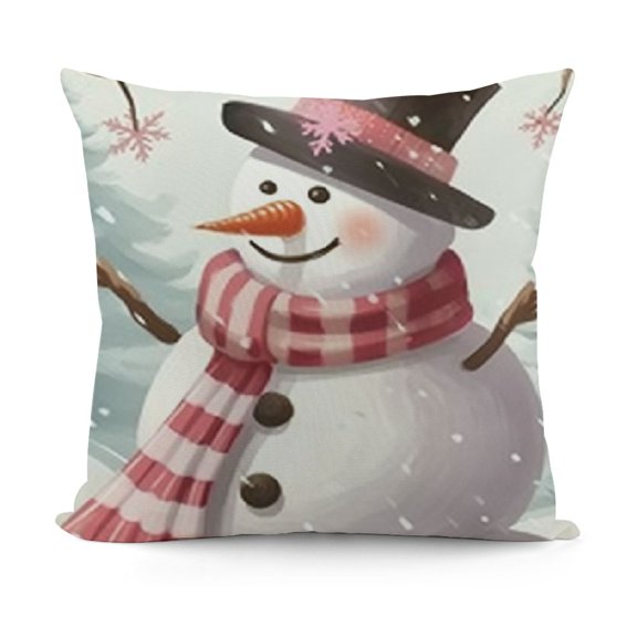 YINGXI Pink Christmas Tree Decorative Pillowcases for Holiday 12x12in