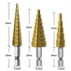 thumbnail image 2 of Broca Escalonada 3 Piezas Hss Juego de Brocas Escalonadas Cortadora de Agujeros CóNicos Brocas de NúCleo Hexagonal de NitruracióN MéTricas Oro, 2 of 5