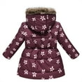 thumbnail image 4 of KYAIGUO Toddler Kids Winter Outerwear Hooded Cotton Jacket for Girls,Baby Medium Length Printed Warm Cotton Jacket Little Big Girls Snow Coat,Size 3-12T, 4 of 7