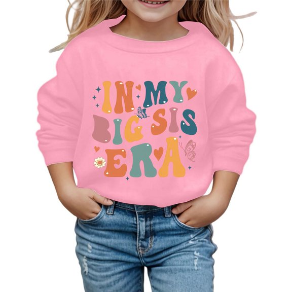 Tisuna Kids Girls Sweatshirts Child Casual Letter Print Sweatshirt Little Girls Streetwear Long Sleeve Hoodless Size 2-3 Years