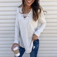 thumbnail image 3 of Lovebay Women's Long Sleeve V-Neck T-Shirt Tunic Tops Criss Cross Casual Blouse Shirts White L, 3 of 6