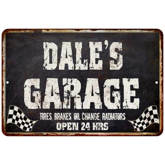 DALE'S Garage Black Grunge Sign 8 x 12 High Gloss Metal 208120005048