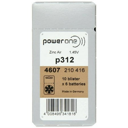 Powerone Size 312 Hearing Aid Batteries - 50 X 6 Packs = 300 Pcs.