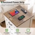 thumbnail image 5 of Farmhouse Night Stand with Charging Station, 18" Wood Side Table End Table with 3 Drawers for Bedroom & Living Room, White, 5 of 10