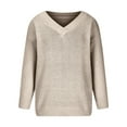 thumbnail image 4 of Women's Fashion Casual Solid Color Sweater Set Head V Neck Warm Long-sleeved Sweater for Fall Winter Layering and Comfort,Beige,L, 4 of 7
