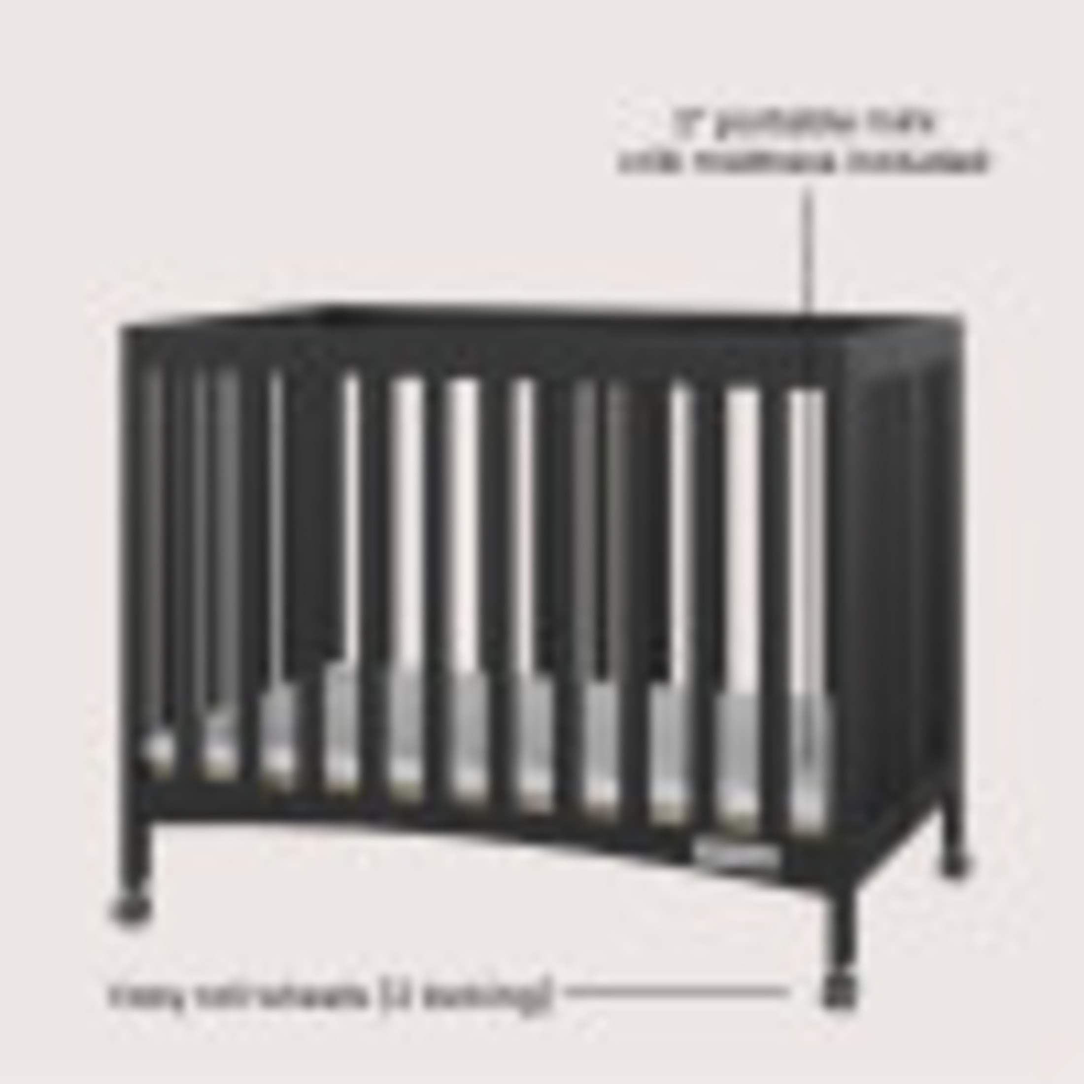 Child Craft London Folding Portable Mini Crib with 2-inch Mattress, Ebony