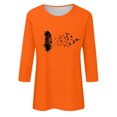 thumbnail image 4 of Wanfds Orange Ladies Tops 2025 Short Sleeve Crew Neck Three-Quarter Sleeve Top XL, 4 of 5