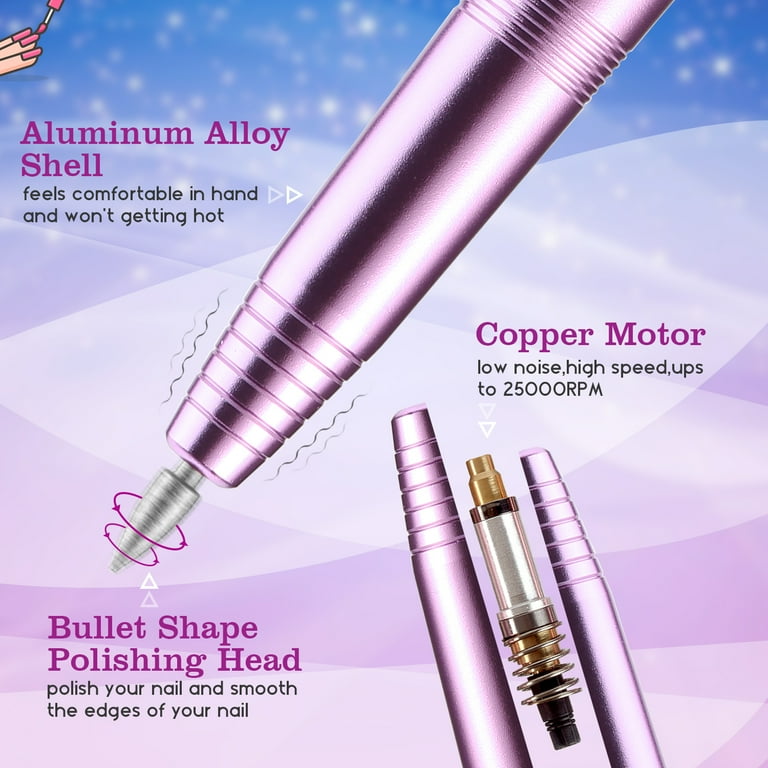 Nail Drill Set ネイルマシン ピンク Amazon.com: Professional Electric Nail Drill File,Cordless