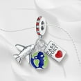 thumbnail image 2 of Airplan, Map & Passport S925 Triple Travel Dangle Charm for Women Bracelet Necklace Pendant, 2 of 4